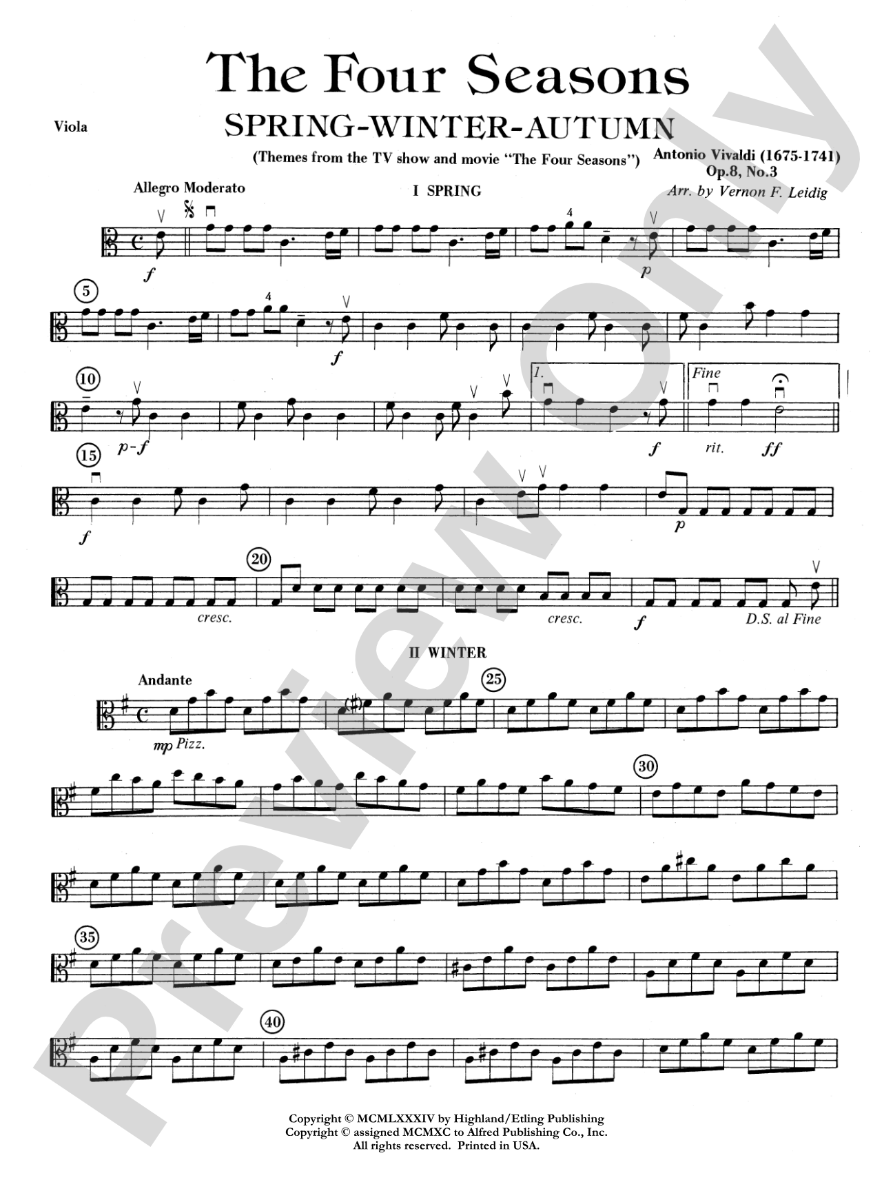 The Four Seasons (Spring, Winter, Autumn): Viola