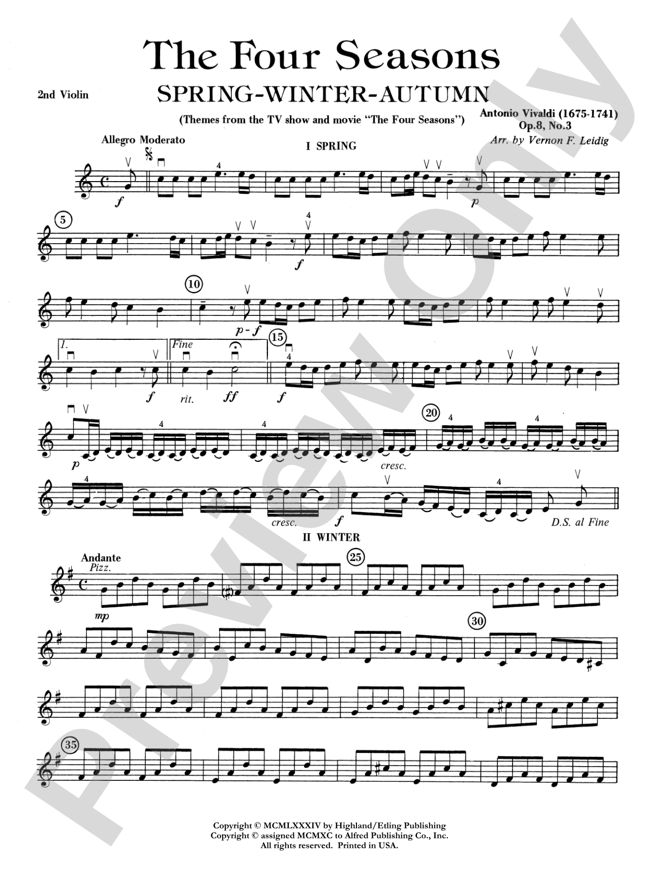 The Four Seasons (Spring, Winter, Autumn): 2nd Violin