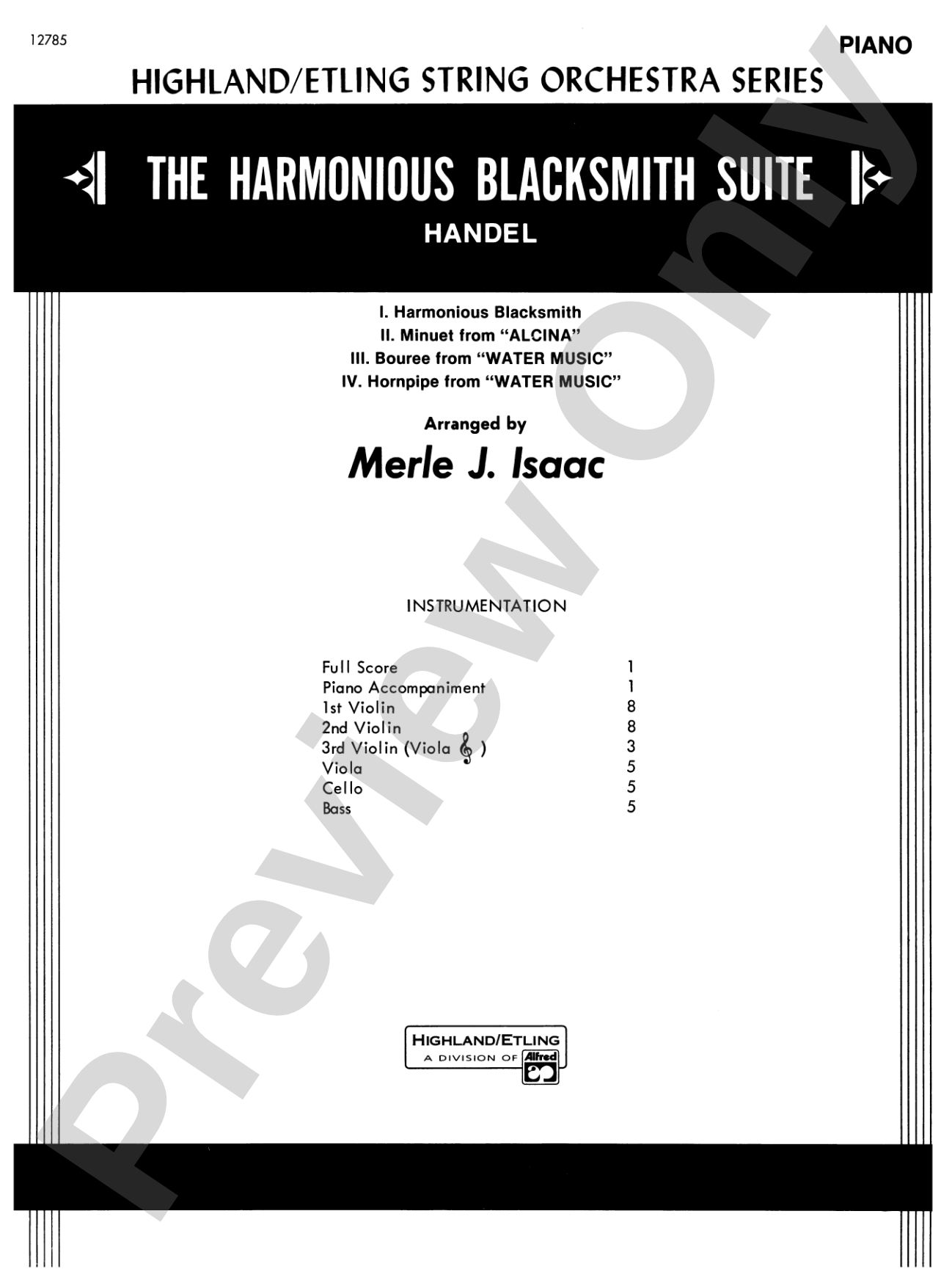 The Harmonious Blacksmith Suite: Piano Accompaniment