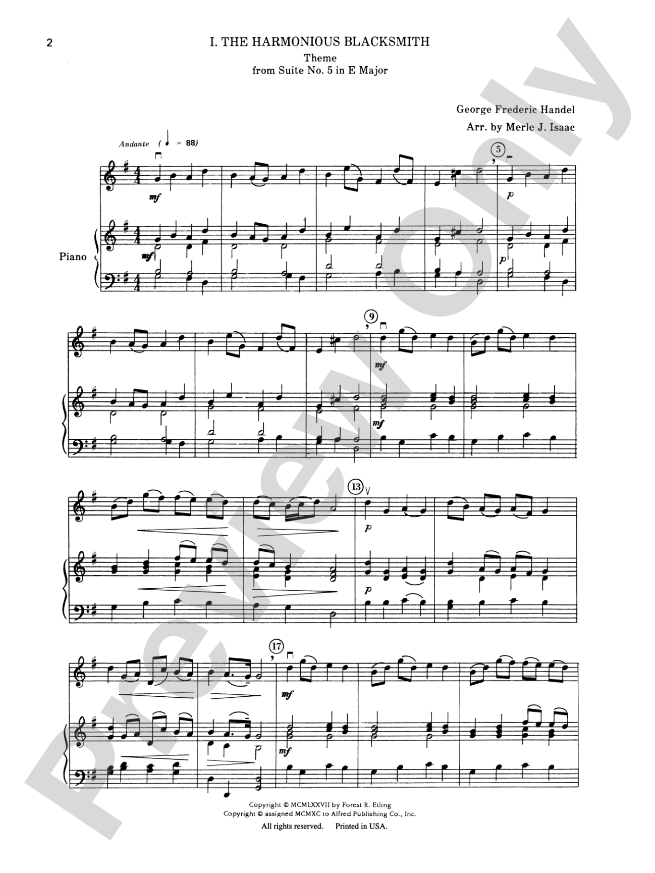 The Harmonious Blacksmith Suite: Piano Accompaniment