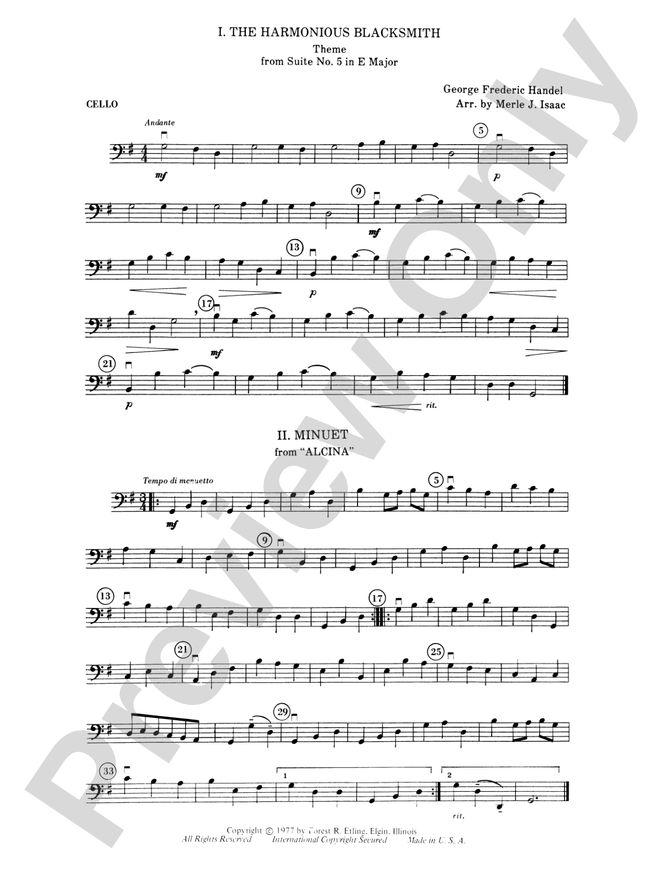 The Harmonious Blacksmith Suite: Cello
