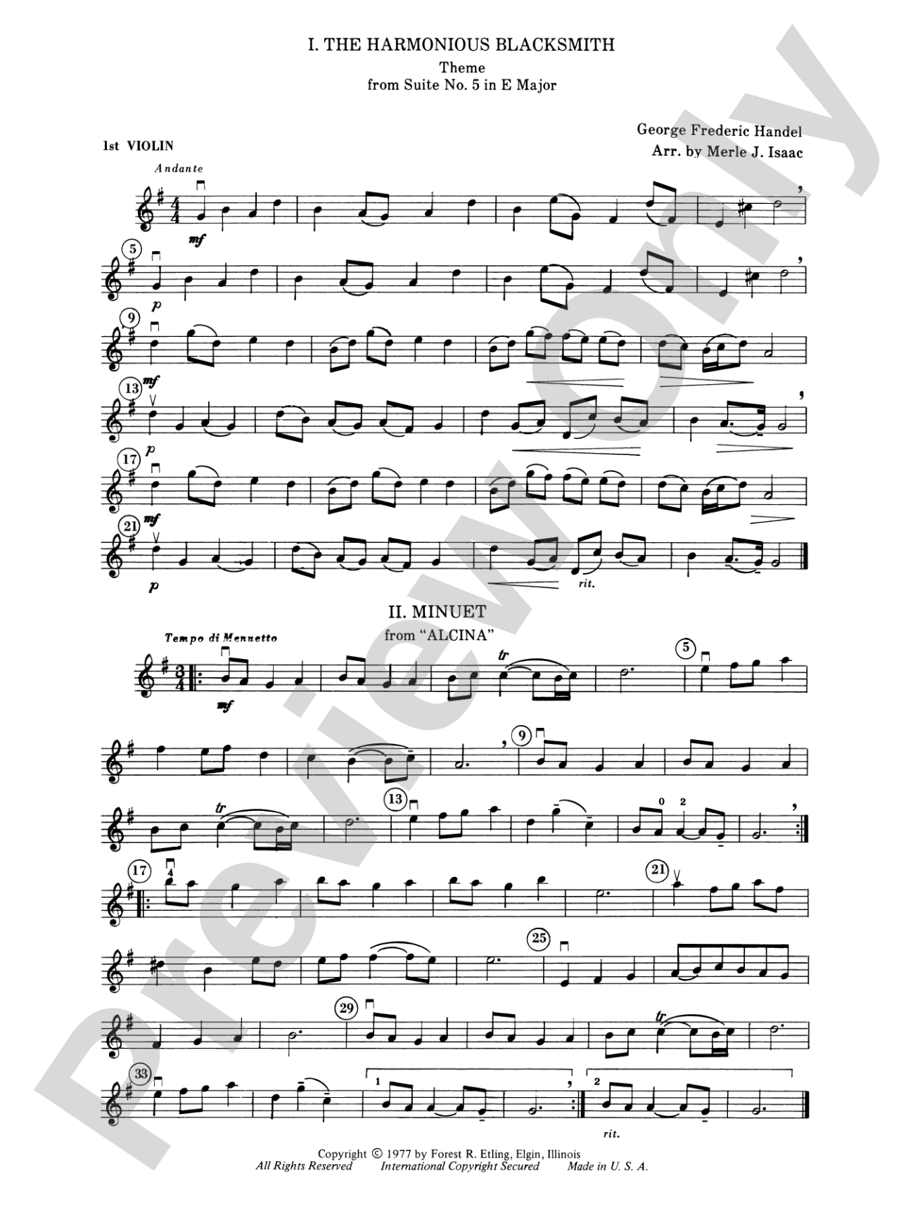 The Harmonious Blacksmith Suite: 1st Violin