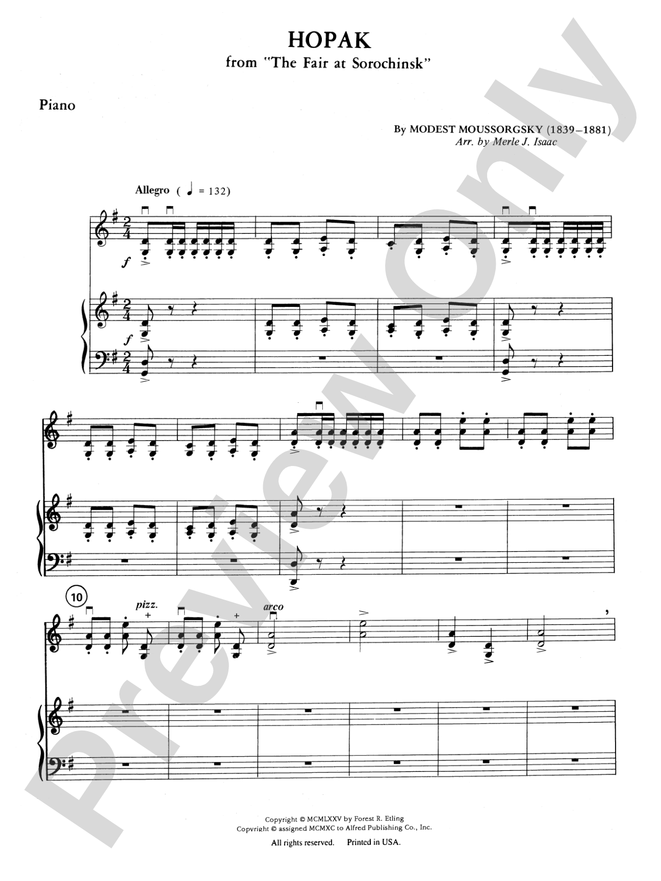 Hopak: Piano Accompaniment