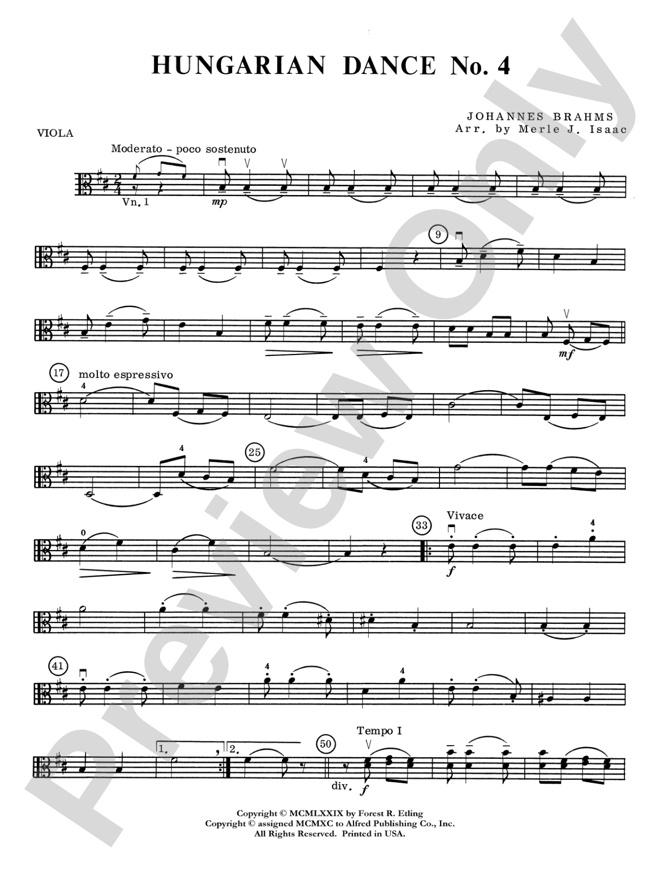 Hungarian Dance No. 4: Viola