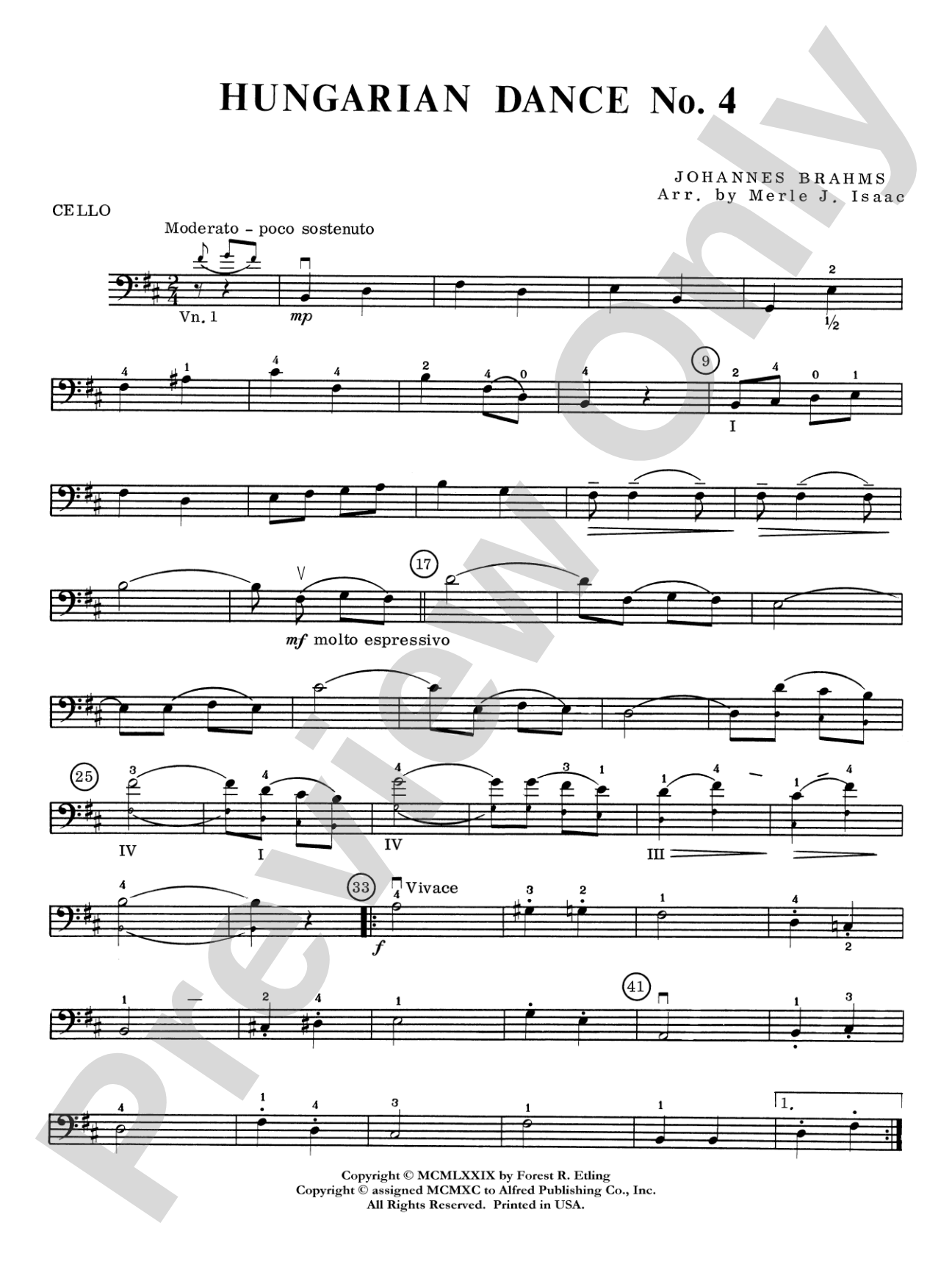 Hungarian Dance No. 4: Cello