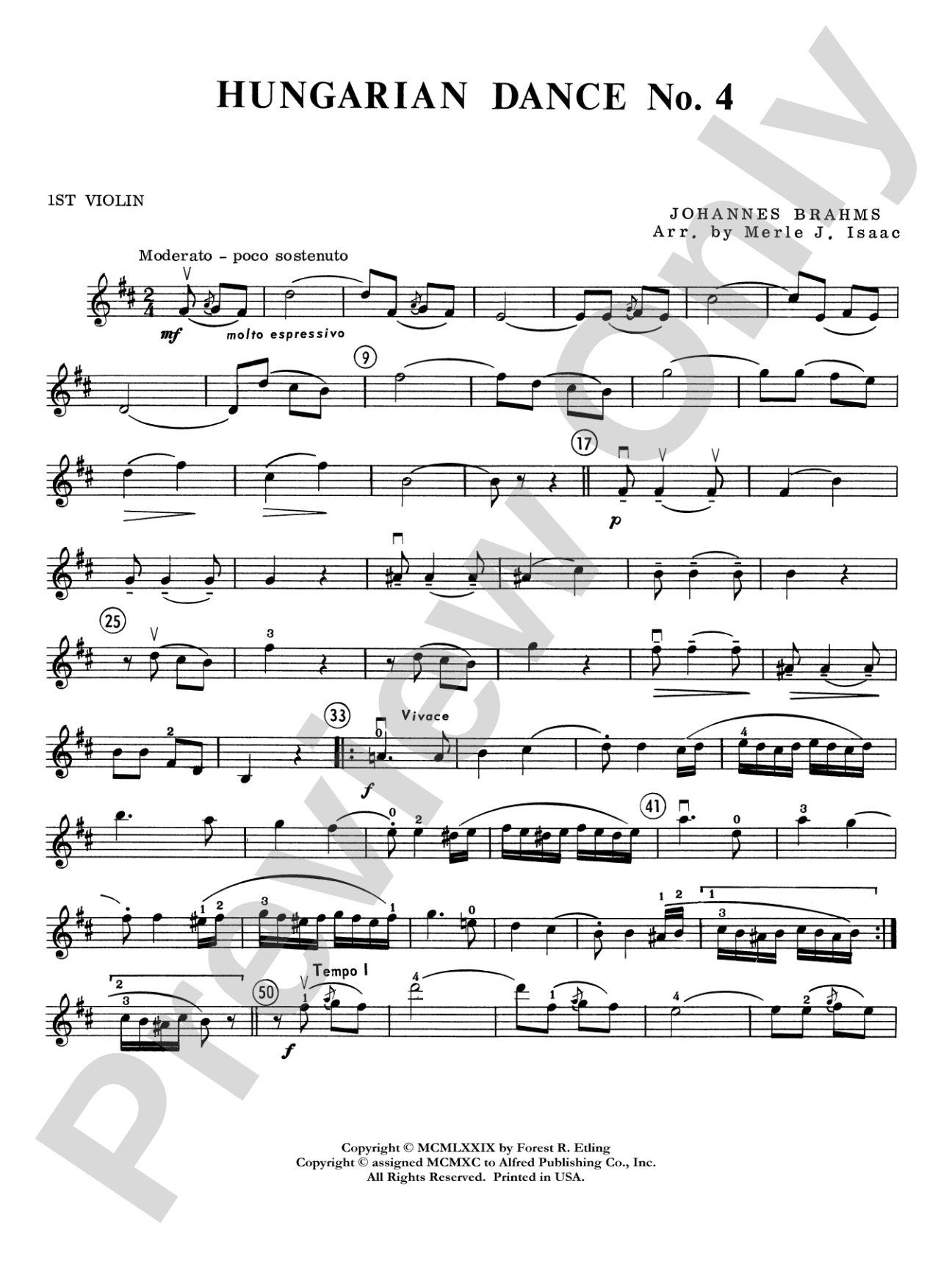 Hungarian Dance No. 4: 1st Violin