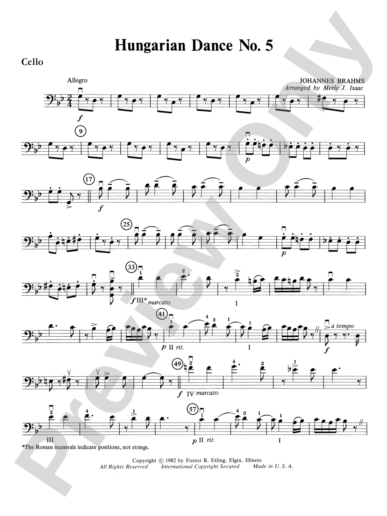 Hungarian Dance No. 5: Cello