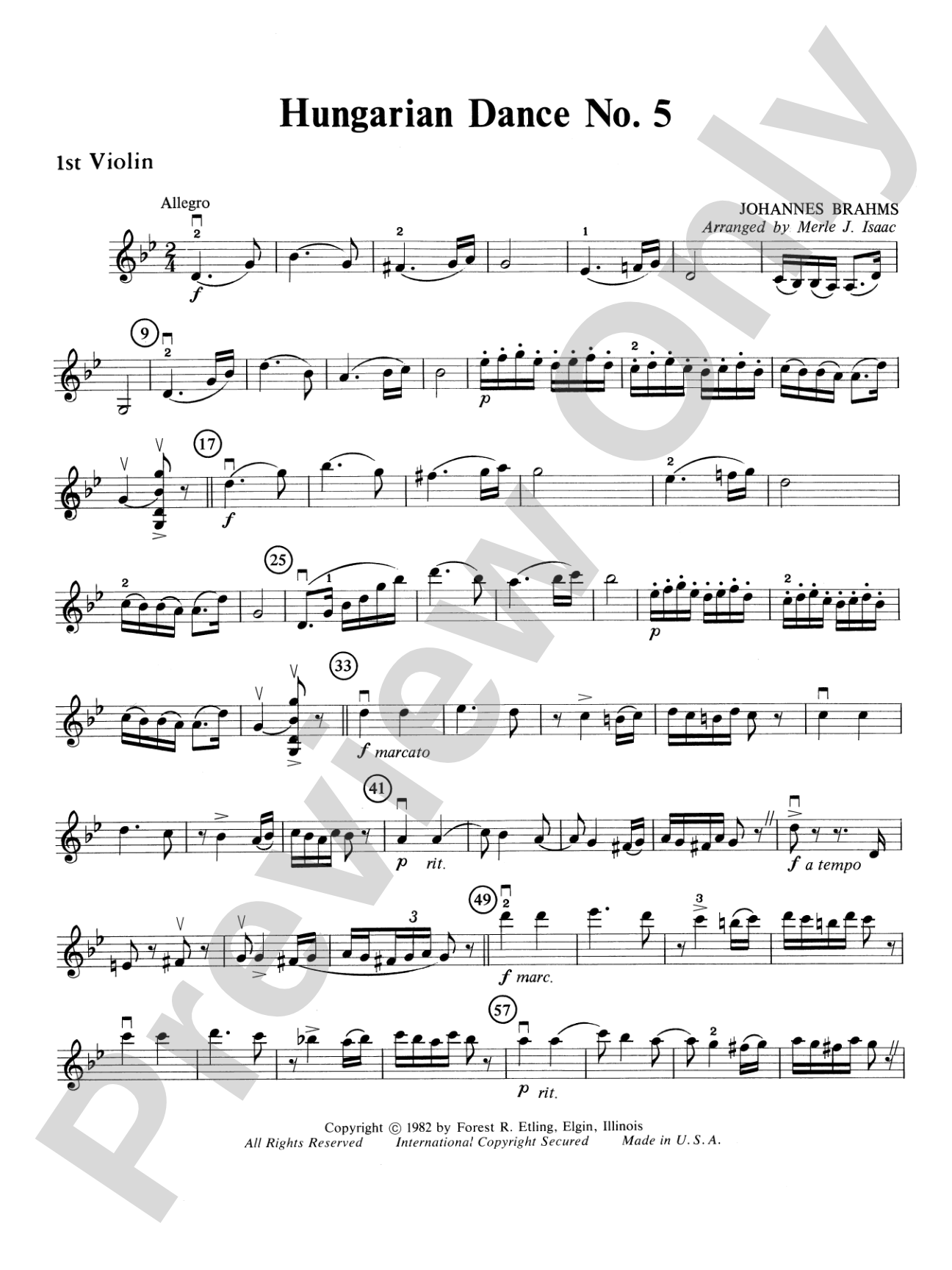 Hungarian Dance No. 5: 1st Violin