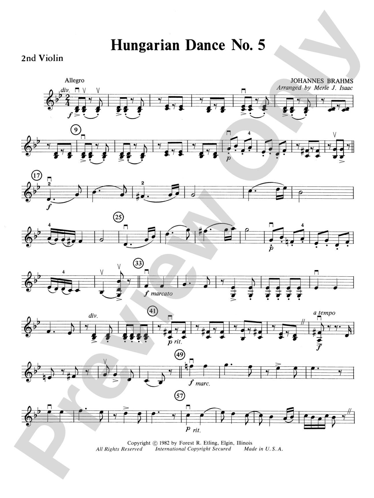 Hungarian Dance No. 5: 2nd Violin