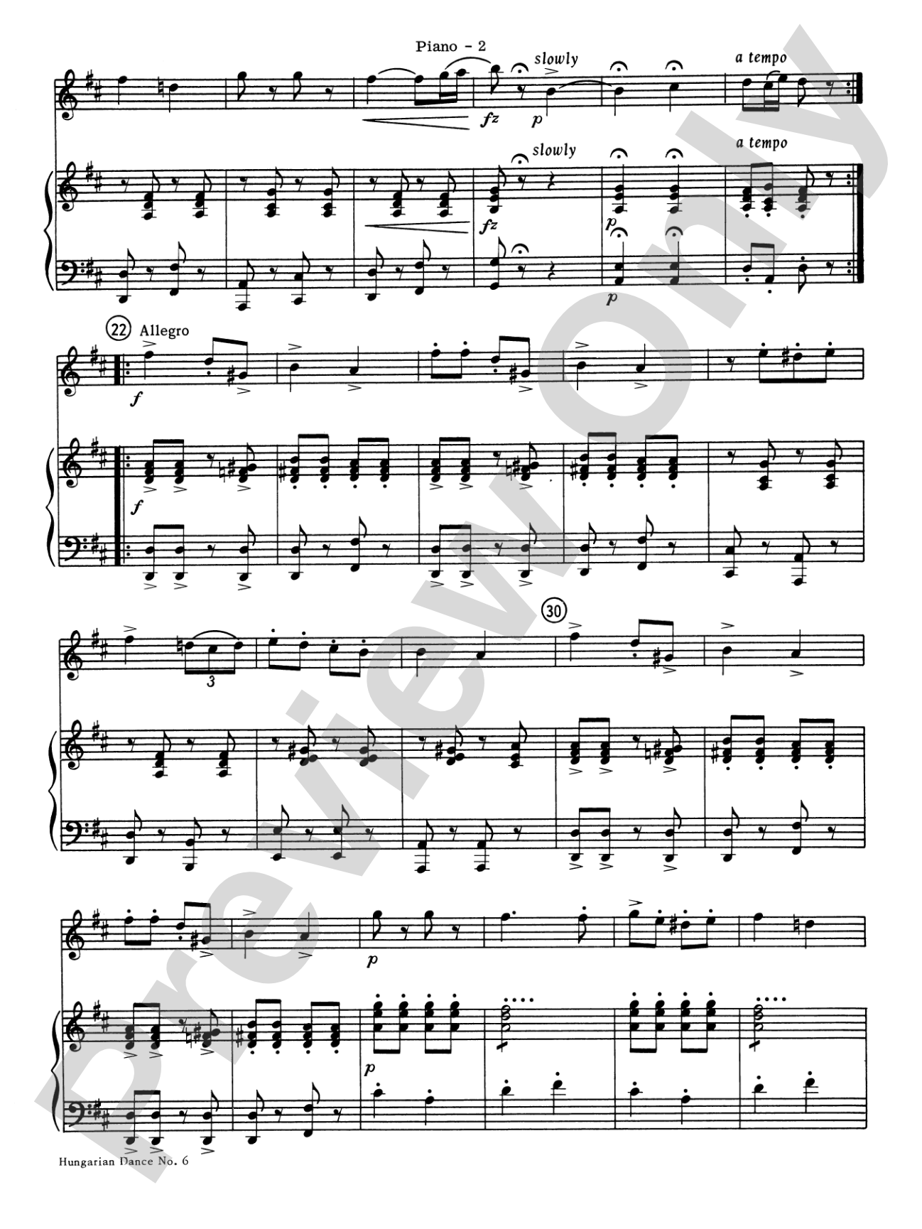 Hungarian Dance No. 6: Piano Accompaniment