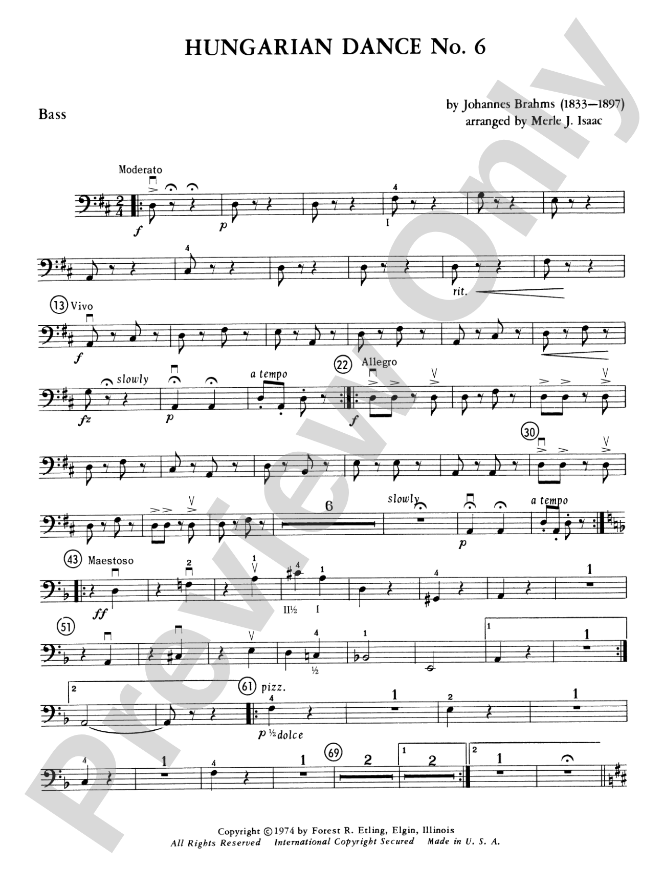 Hungarian Dance No. 6: String Bass
