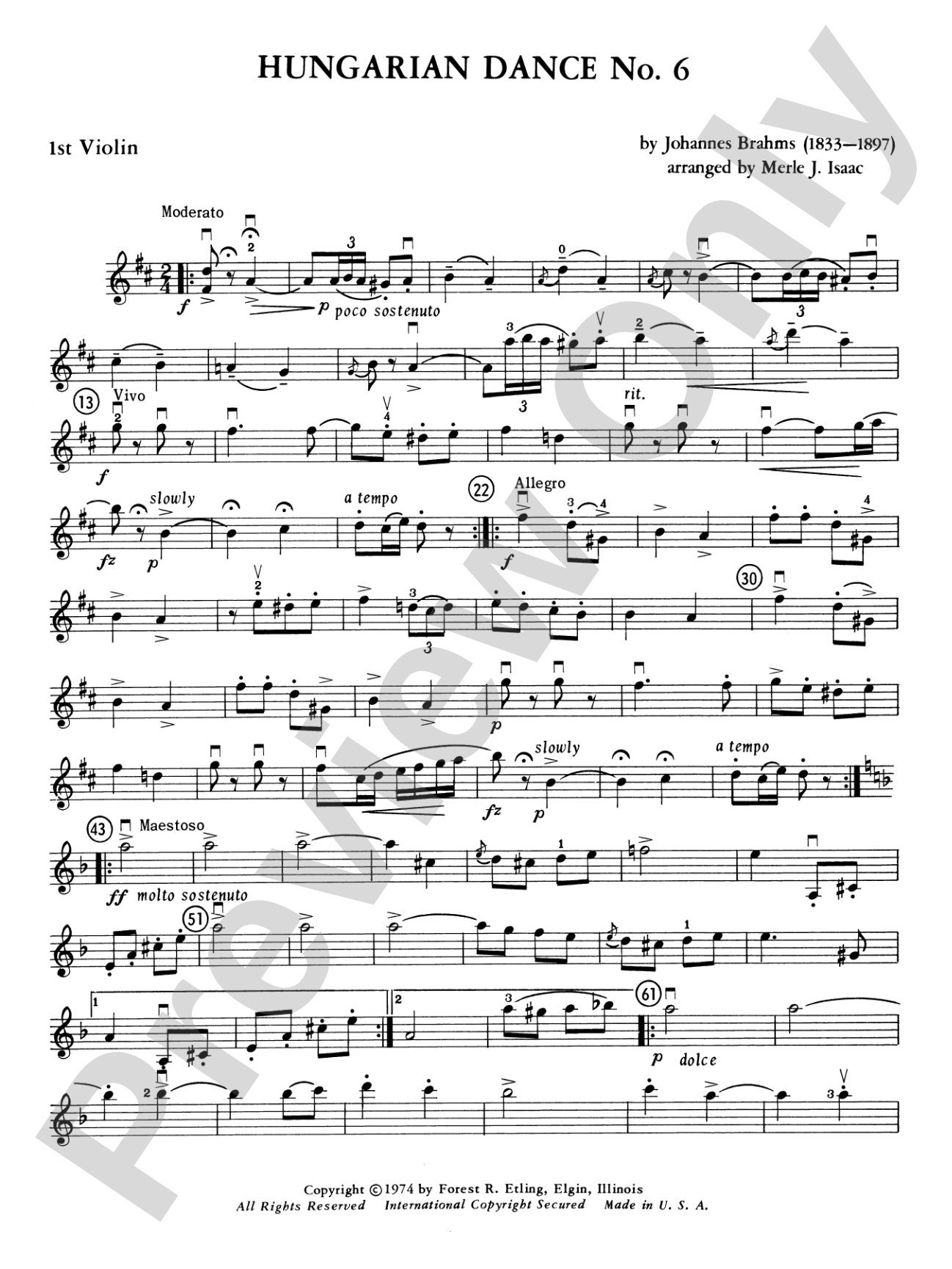 Hungarian Dance No. 6: 1st Violin