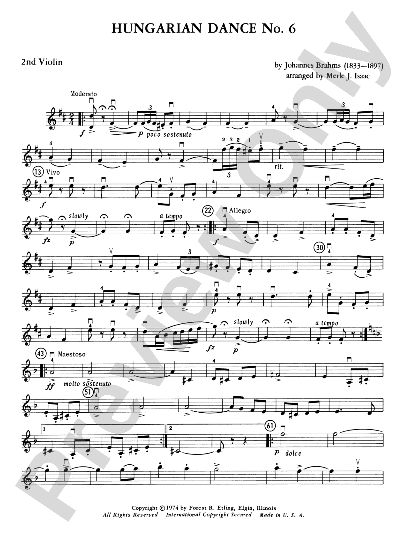 Hungarian Dance No. 6: 2nd Violin