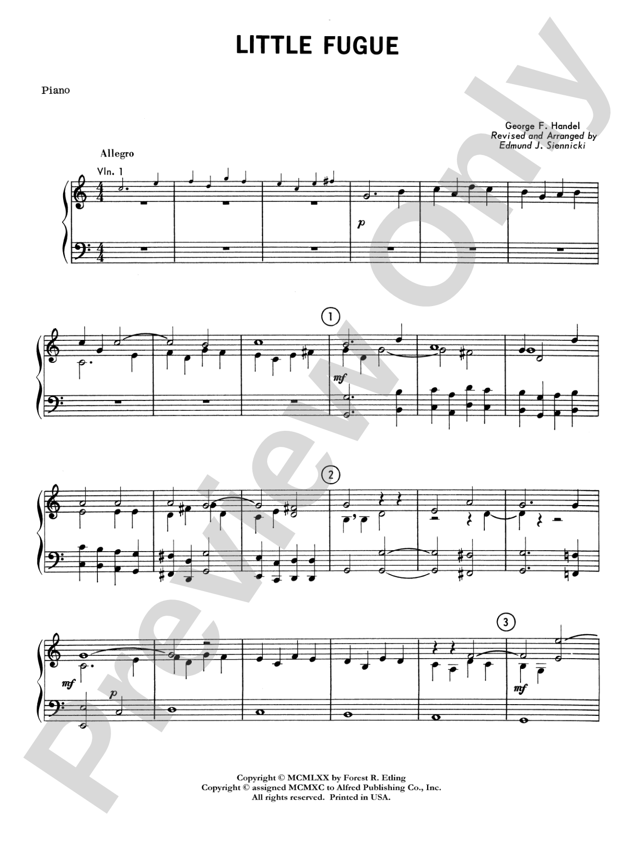 Little Fugue: Piano Accompaniment