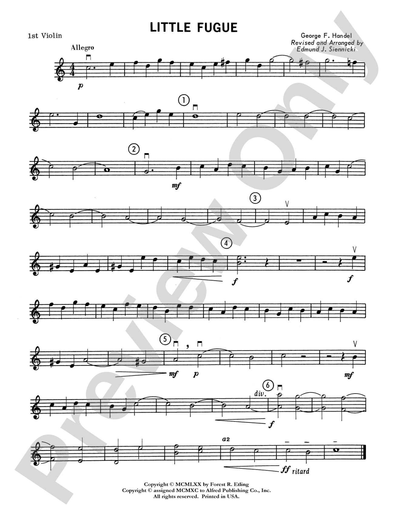 Little Fugue: 1st Violin