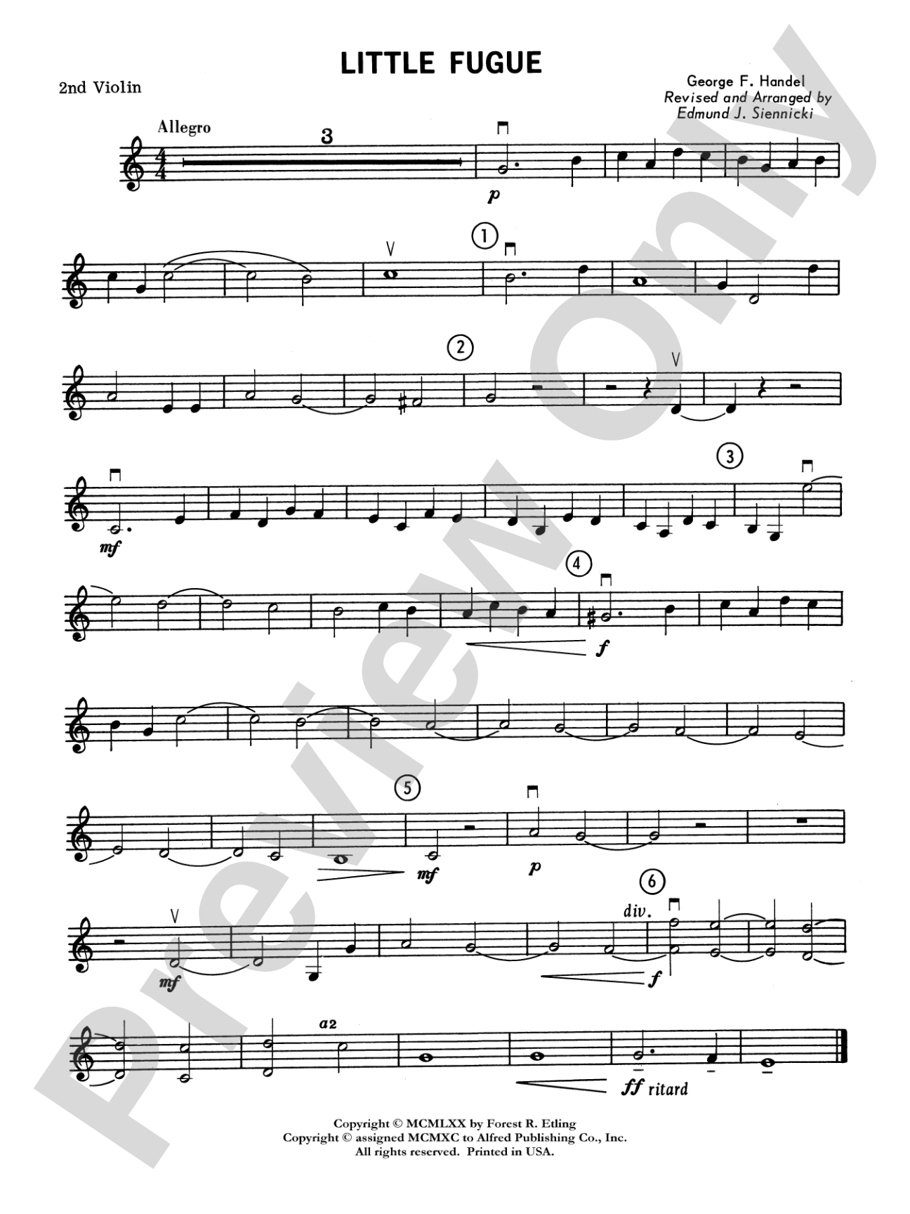 Little Fugue: 2nd Violin