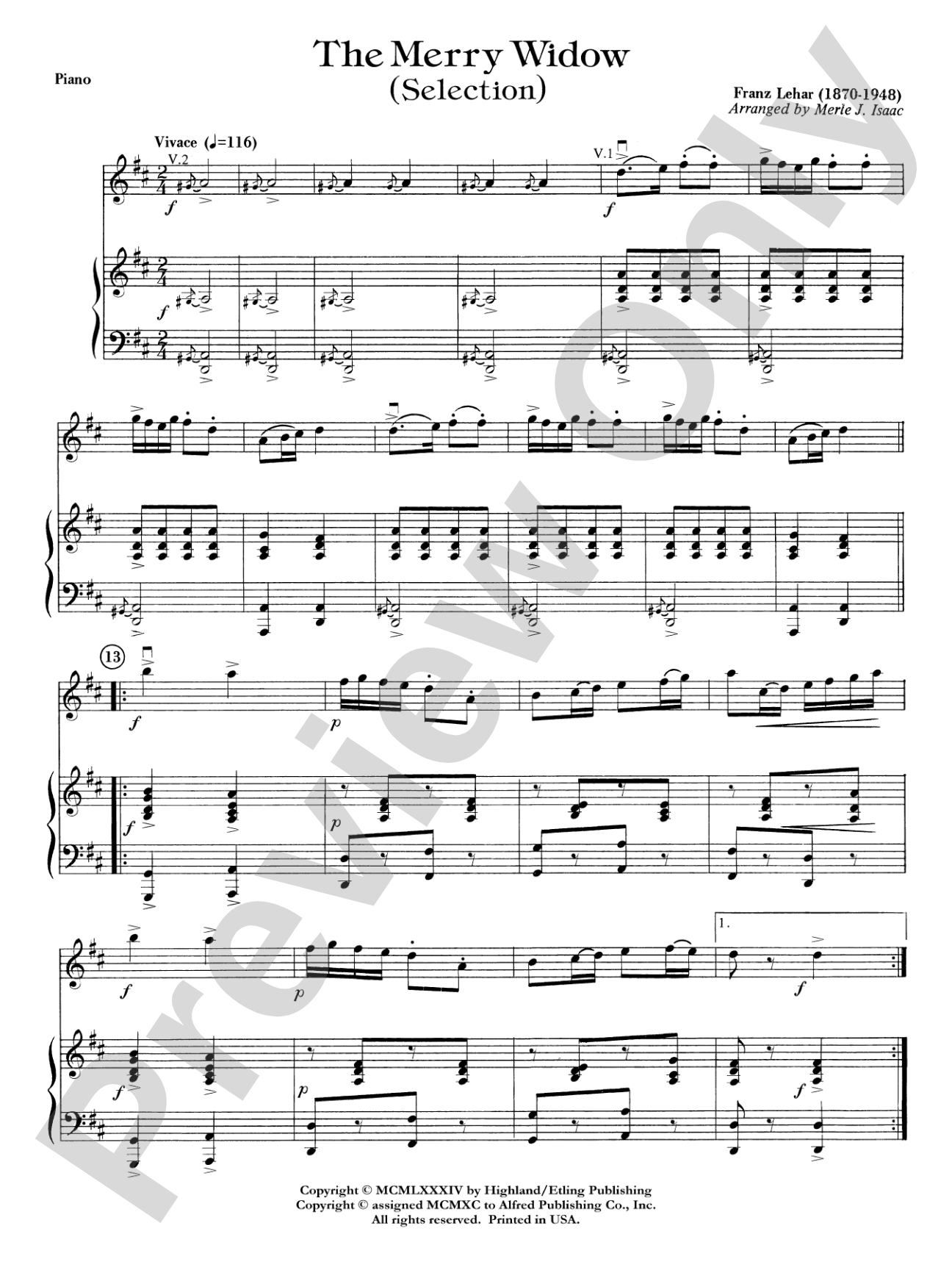 The Merry Widow: Piano Accompaniment