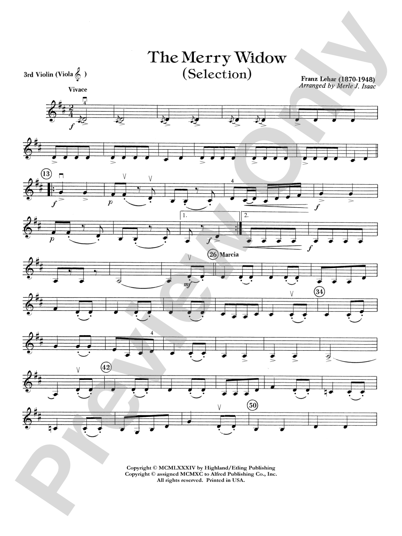The Merry Widow: 3rd Violin (Viola [TC])