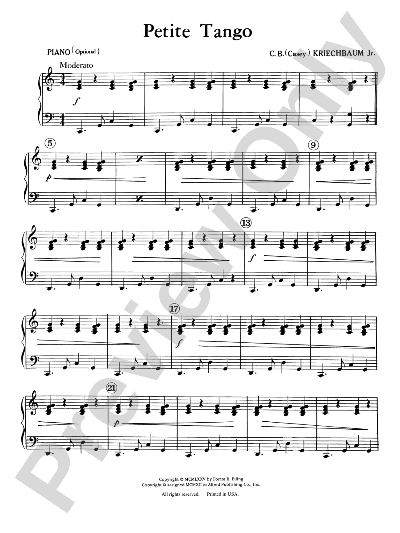 Petite Tango: Piano Accompaniment