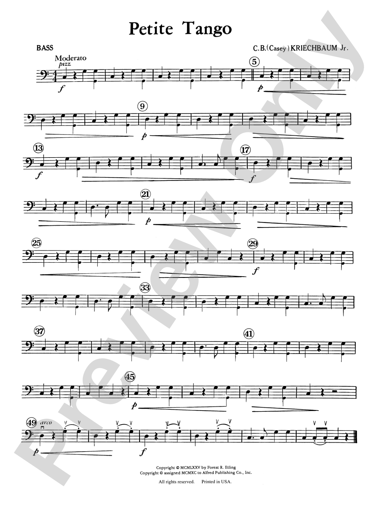 Petite Tango: String Bass