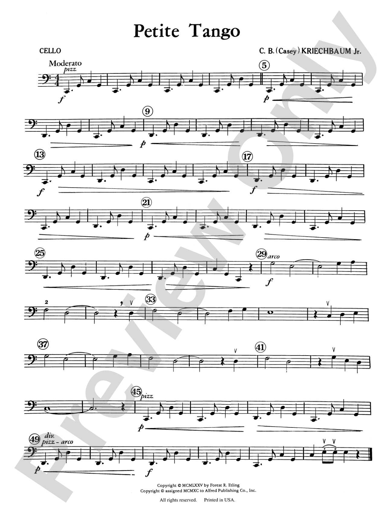 Petite Tango: Cello