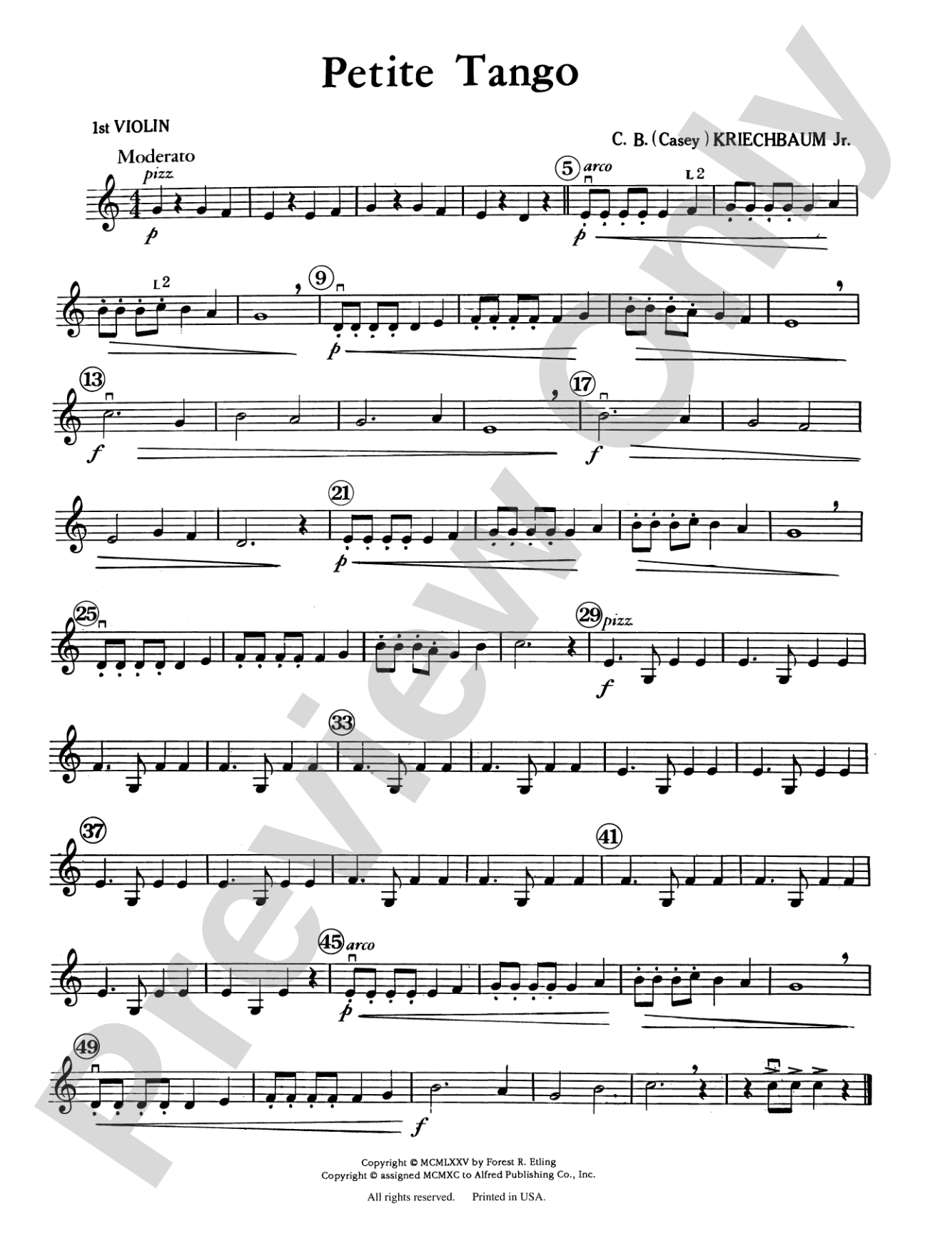 Petite Tango: 1st Violin