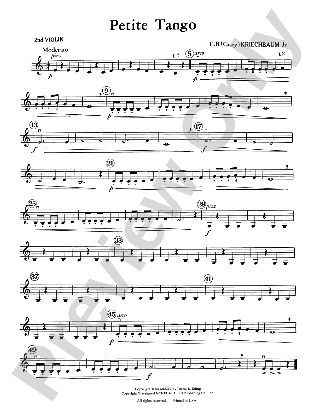 Petite Tango: 2nd Violin