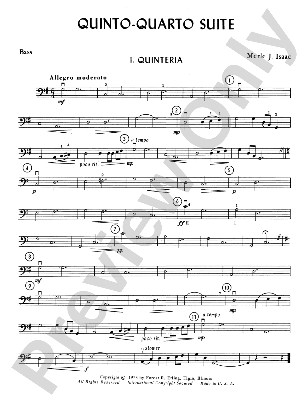 Quinto-Quarto Suite: String Bass