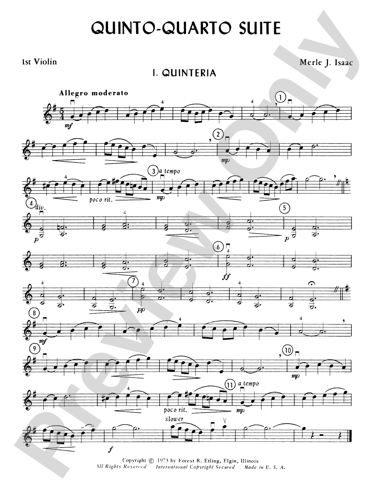 Quinto-Quarto Suite: 1st Violin