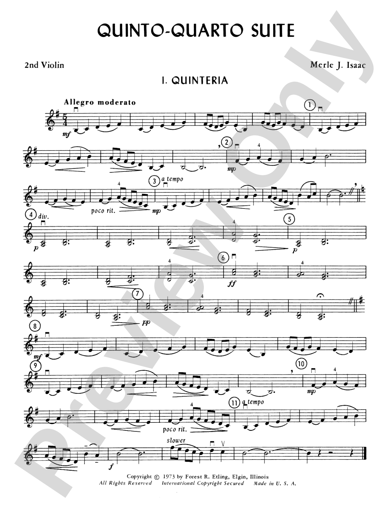 Quinto-Quarto Suite: 2nd Violin