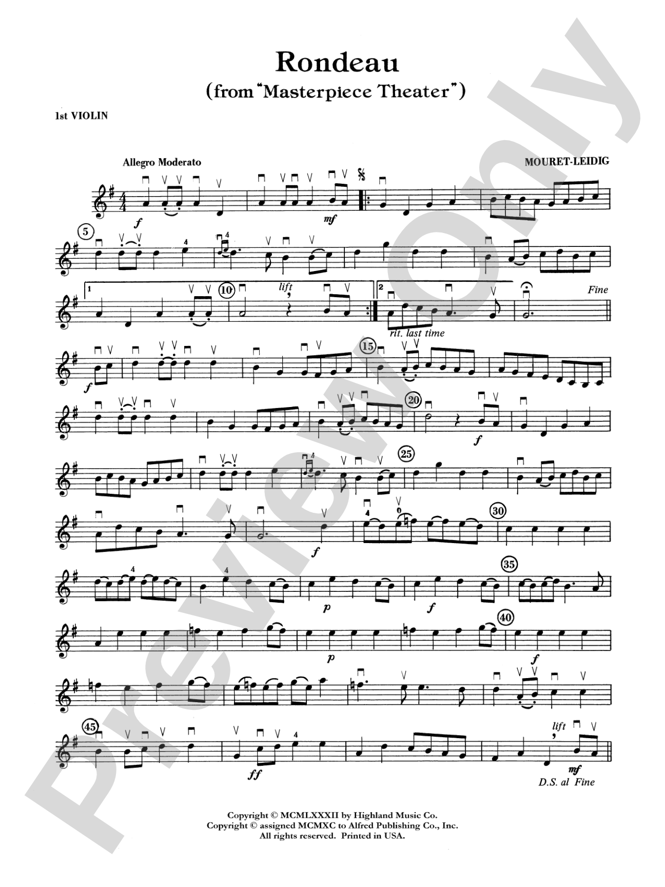 Rondeau (Theme from Masterpiece Theatre): 1st Violin