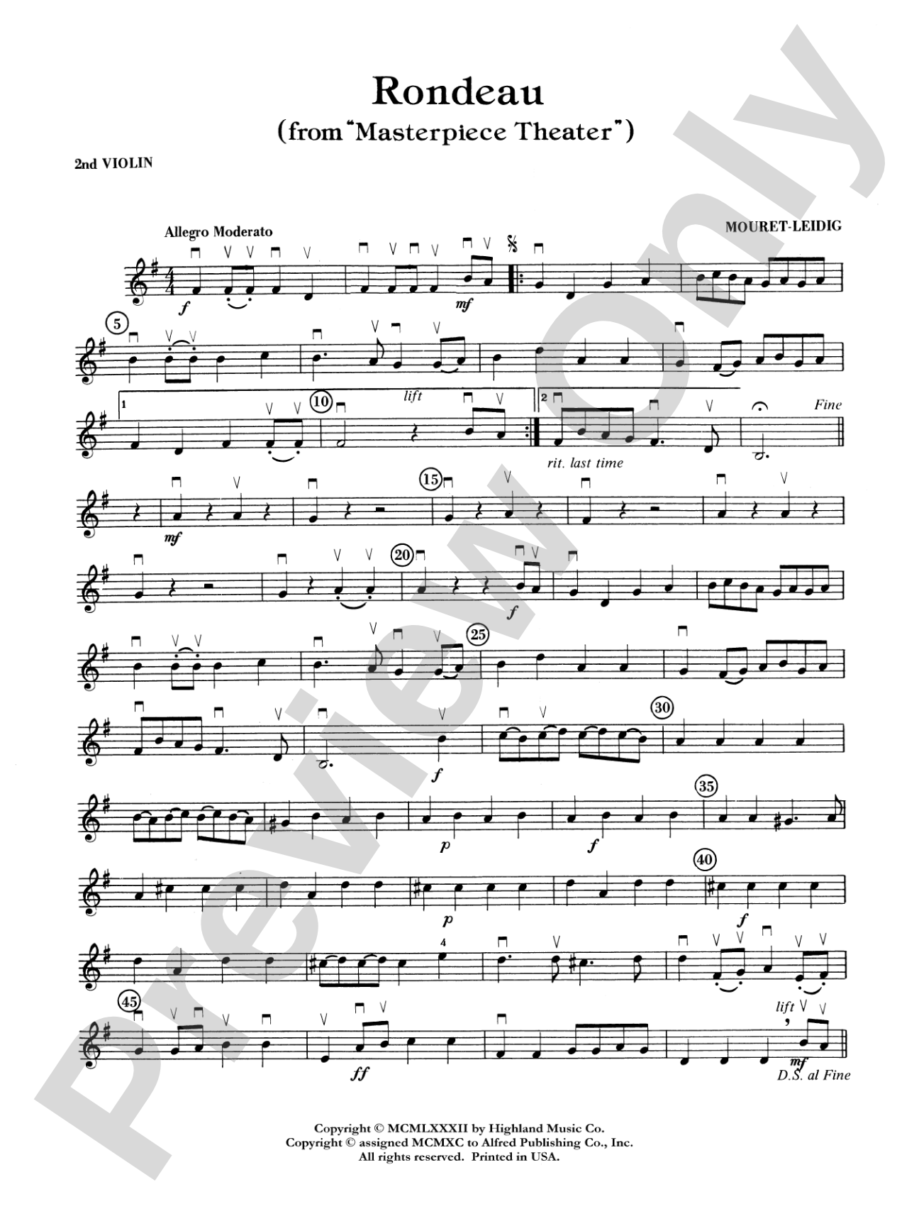 Rondeau (Theme from Masterpiece Theatre): 2nd Violin