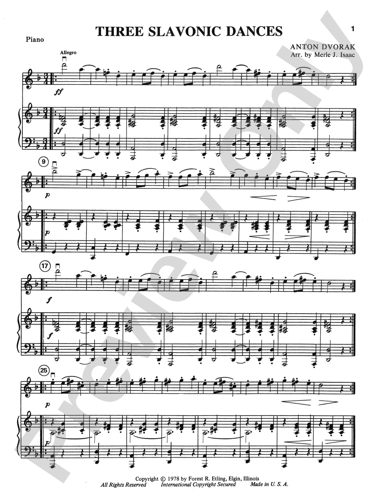 Three Slavonic Dances: Piano Accompaniment