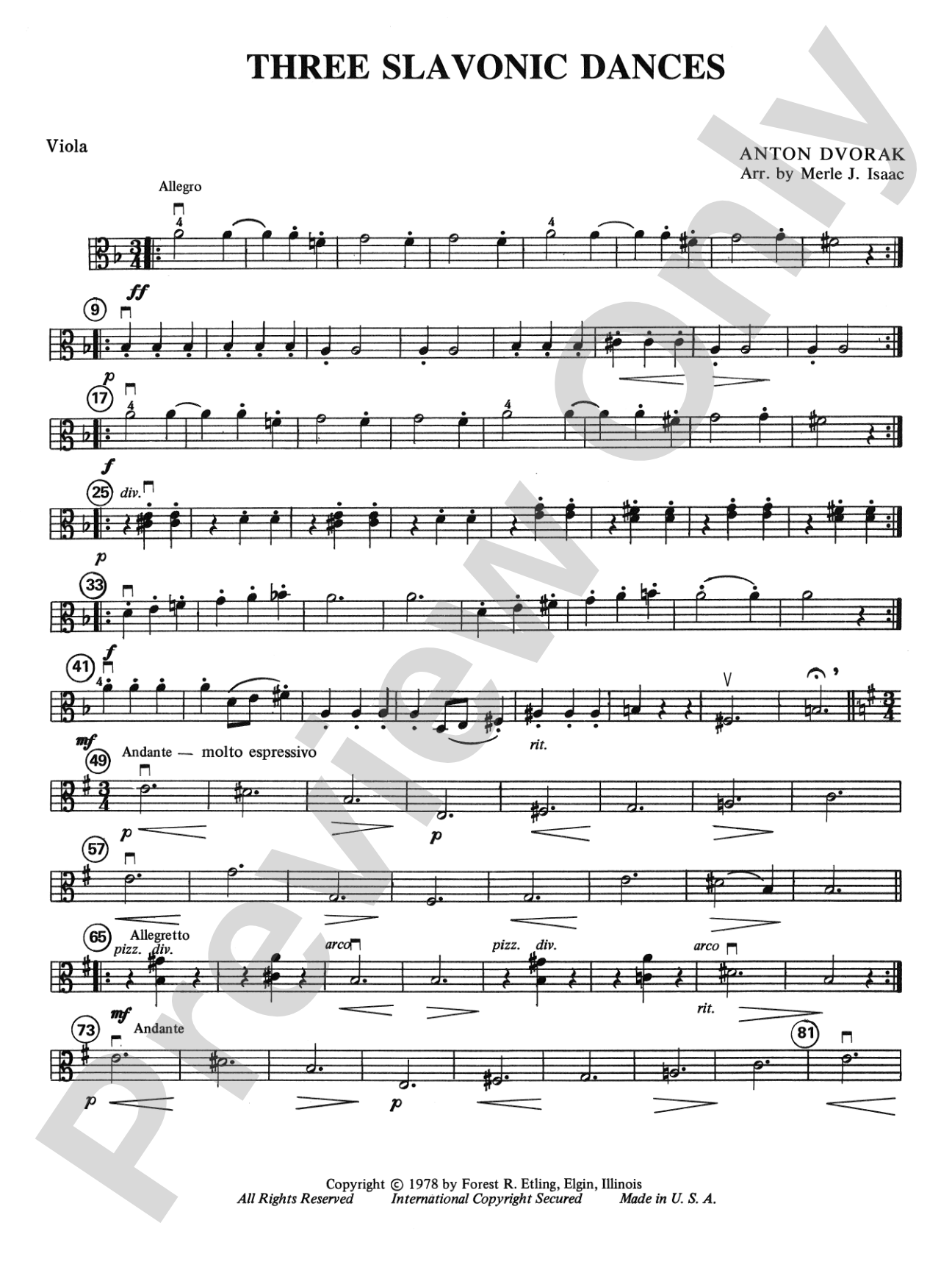 Three Slavonic Dances: Viola