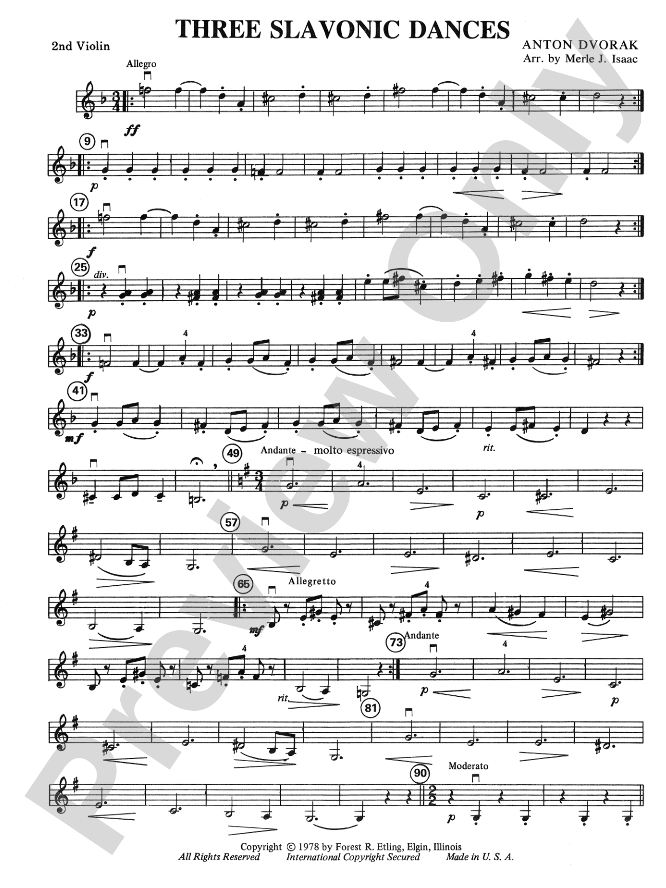 Three Slavonic Dances: 2nd Violin