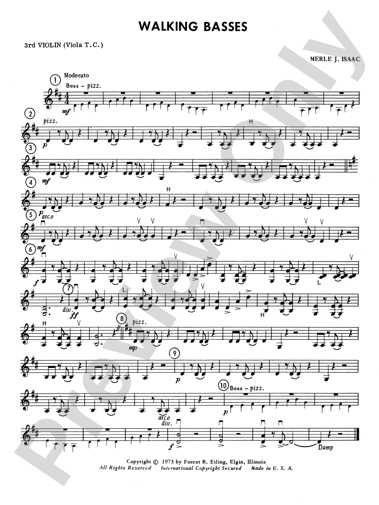 Walking Basses: 3rd Violin (Viola [TC])