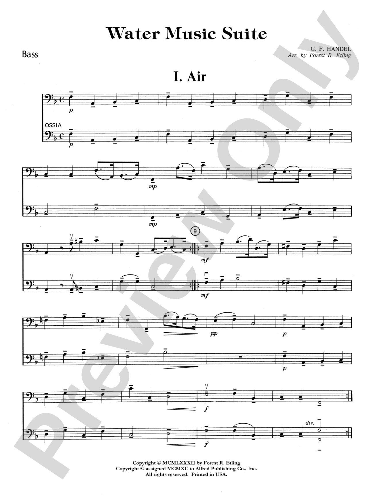 Water Music Suite: String Bass