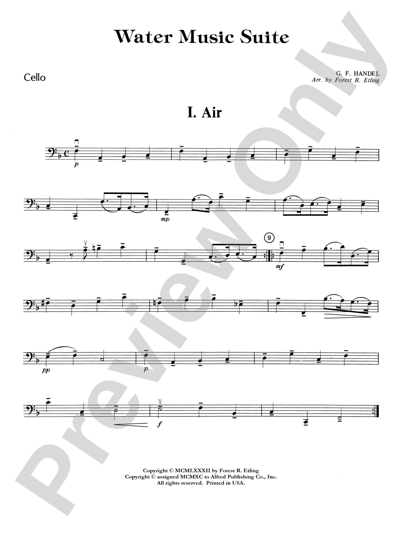 Water Music Suite: Cello