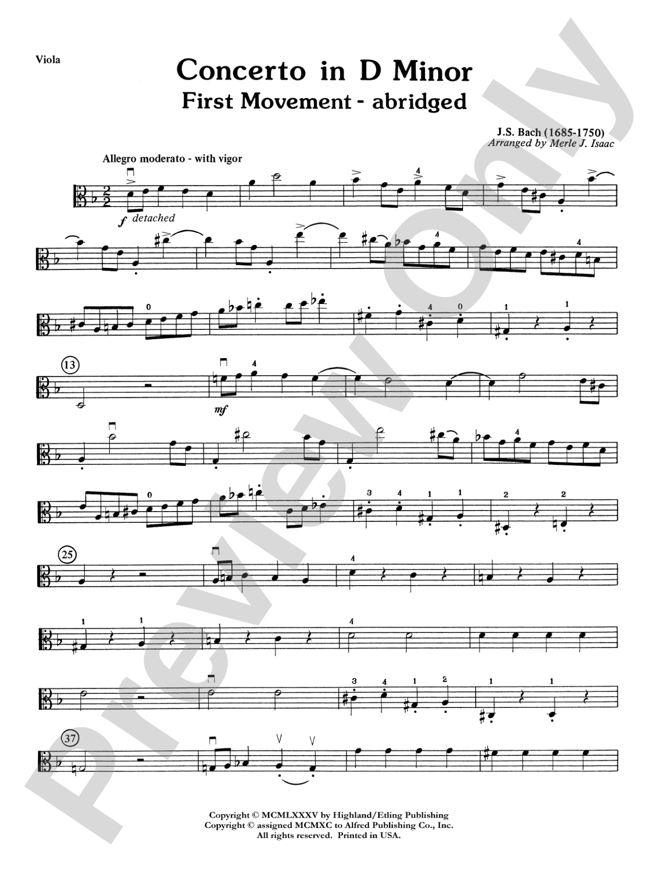Concerto in D minor: Viola
