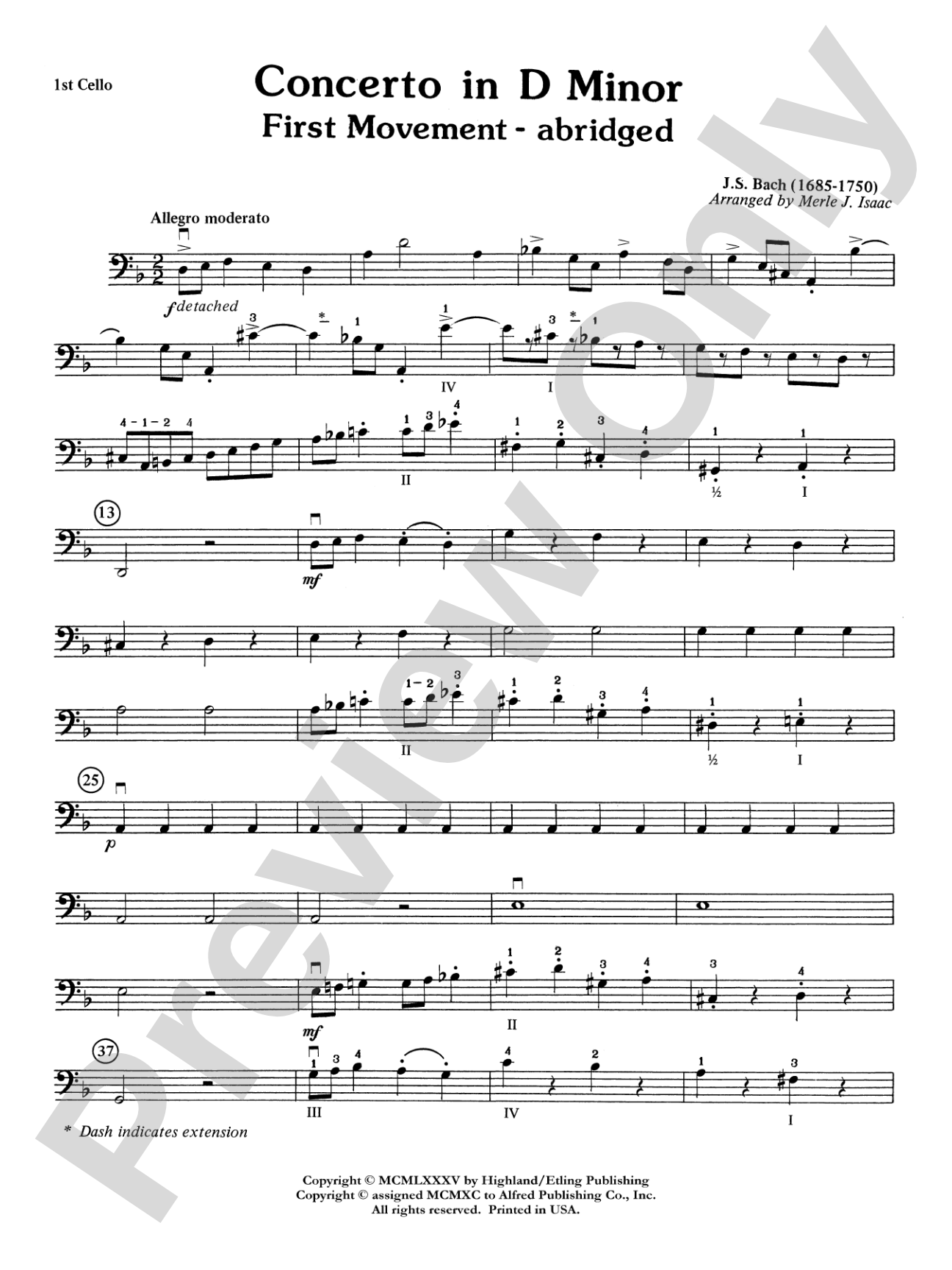 Concerto in D minor: Cello