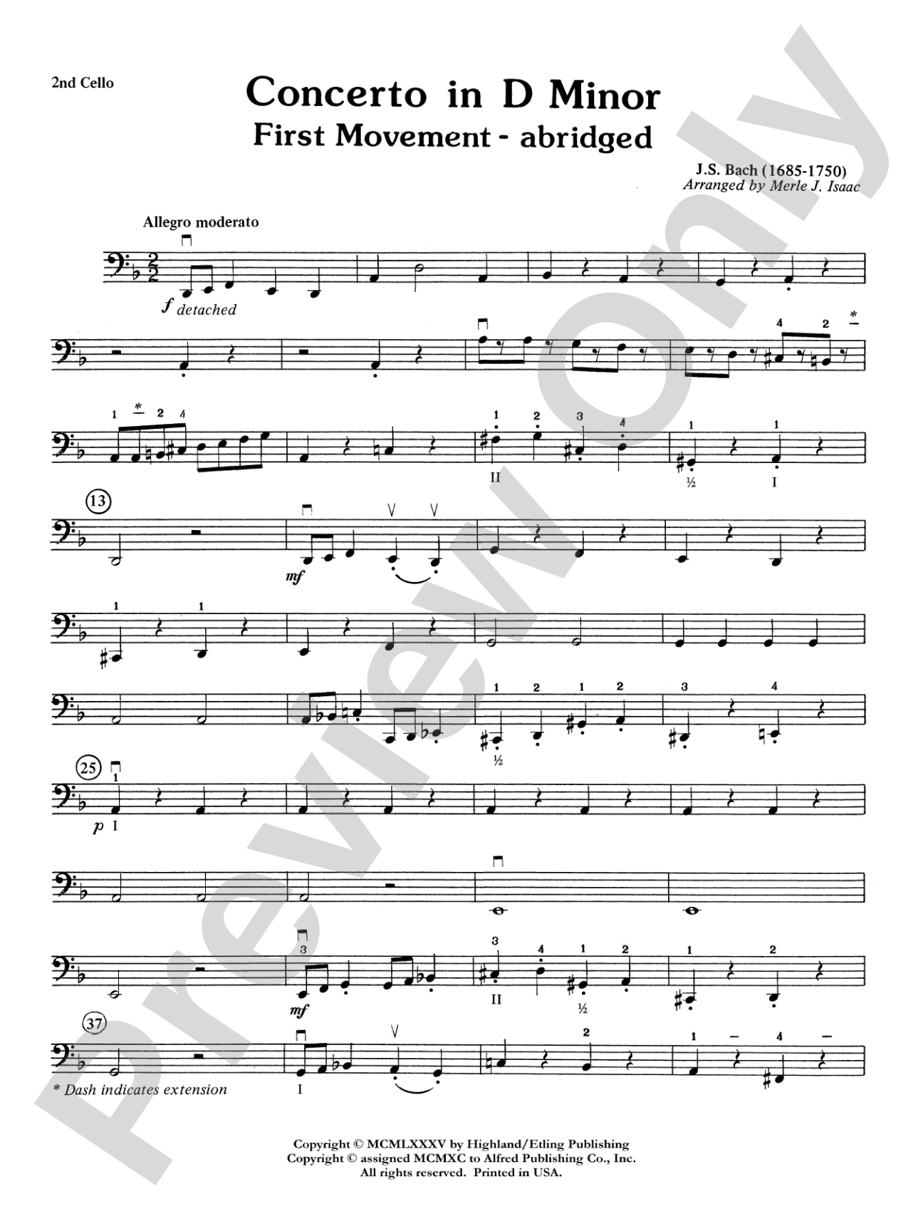 Concerto in D minor: 2nd Cello