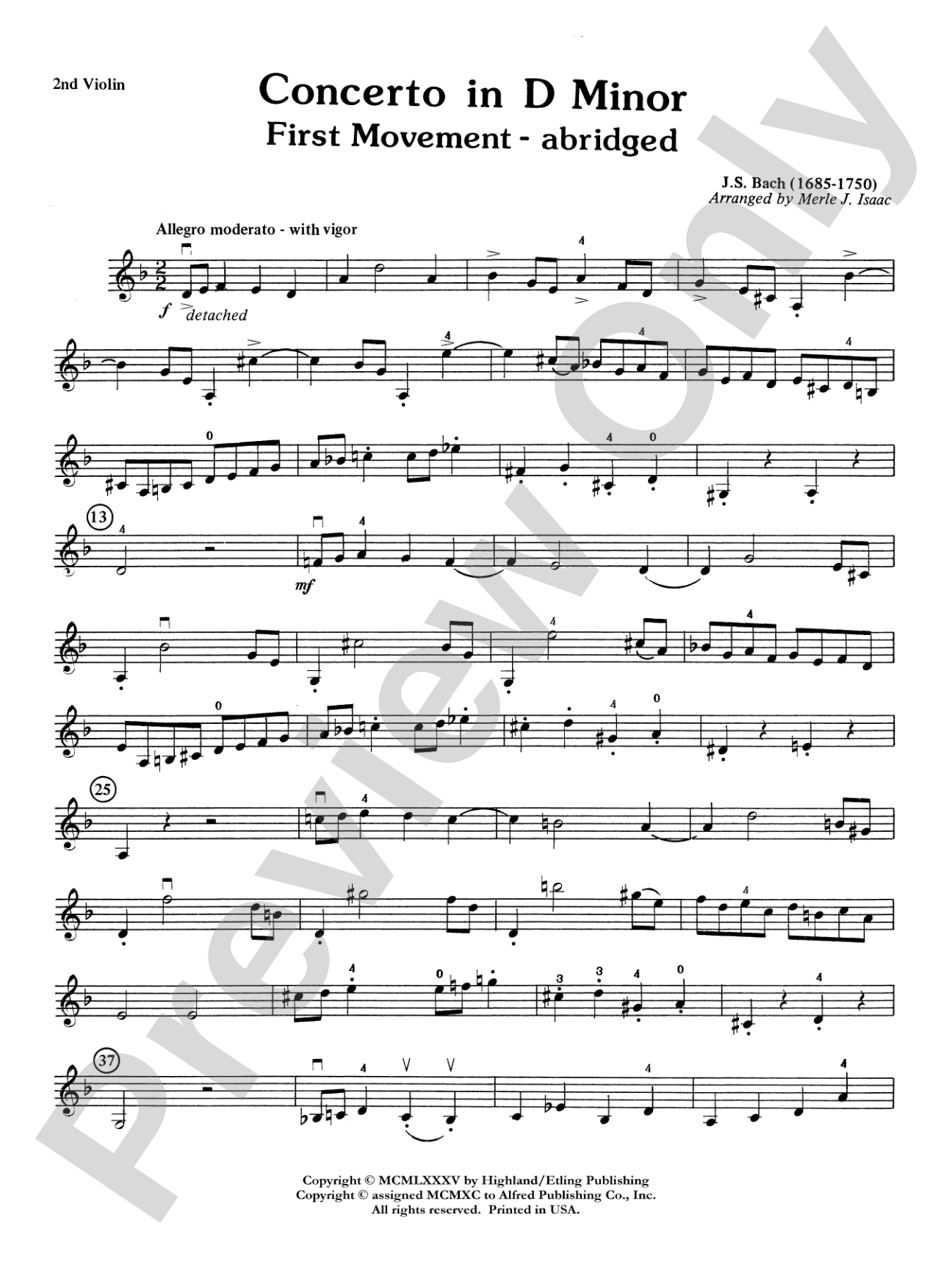 Concerto in D minor: 2nd Violin