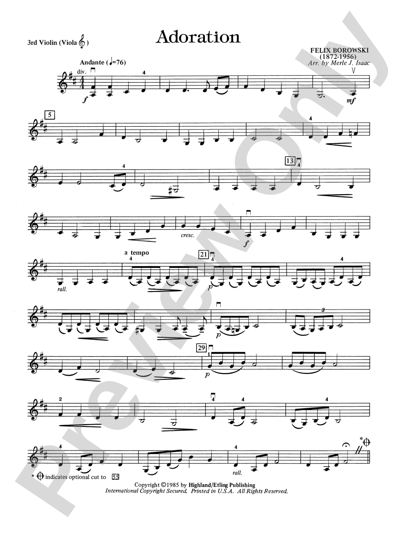Adoration: 3rd Violin (Viola [TC])