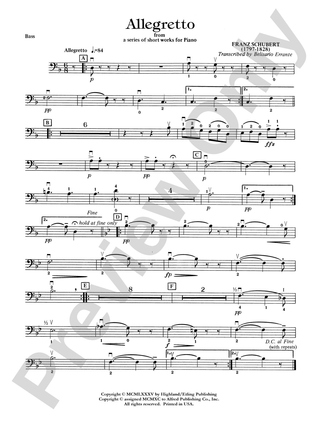 Allegretto: String Bass