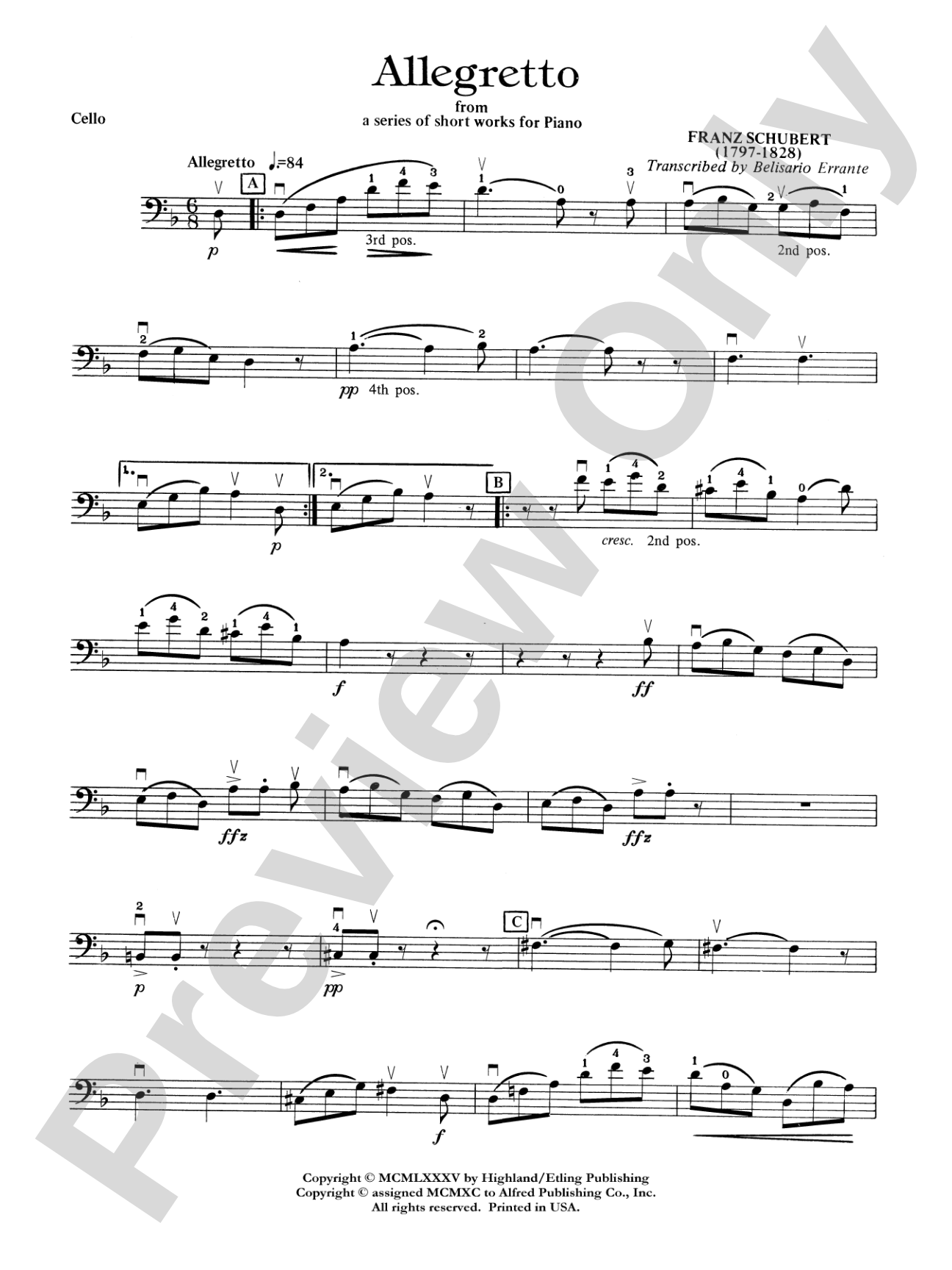 Allegretto: Cello