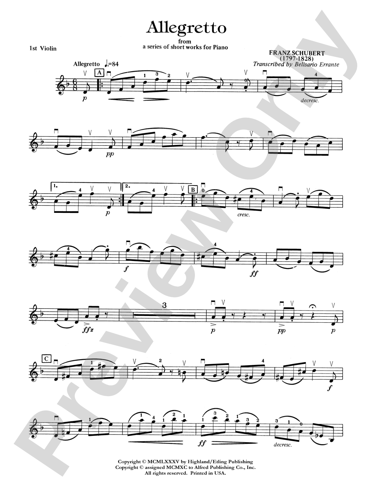Allegretto: 1st Violin