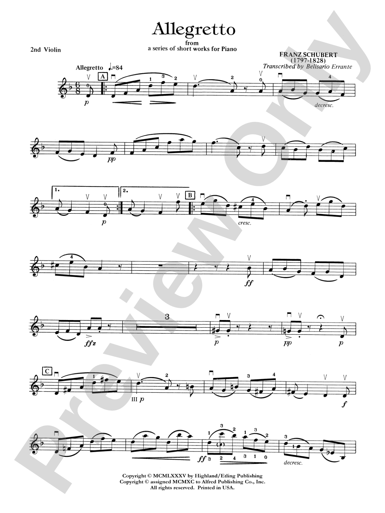 Allegretto: 2nd Violin