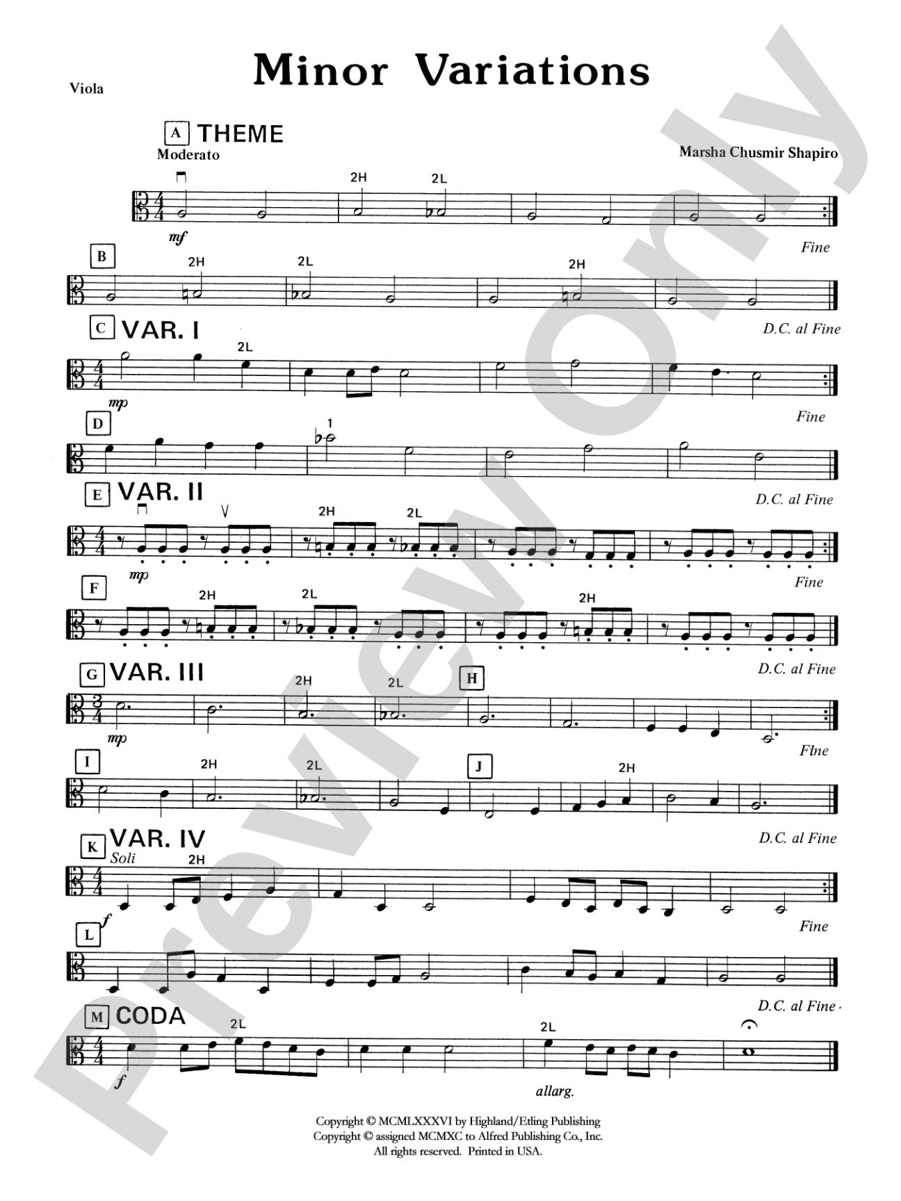 Minor Variations: Viola
