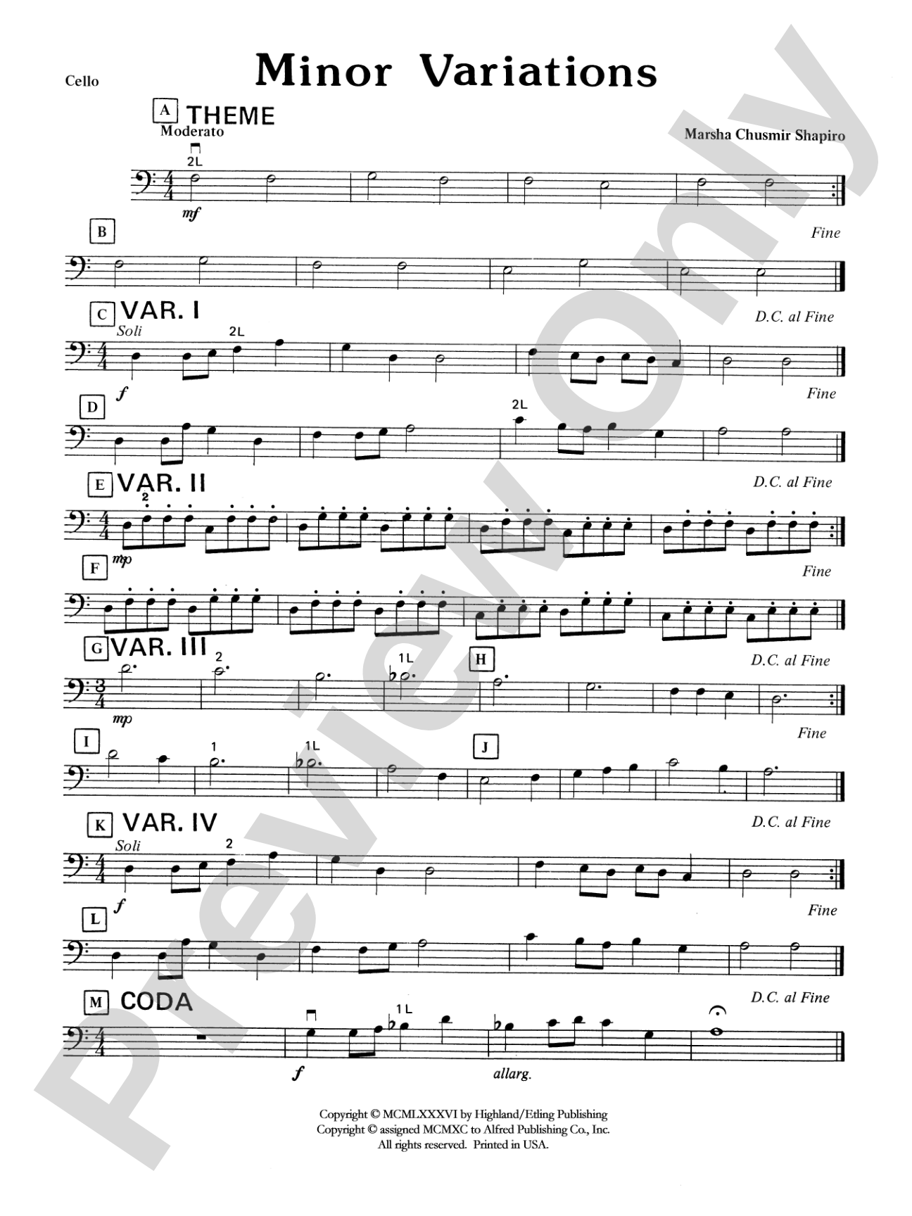 Minor Variations: Cello