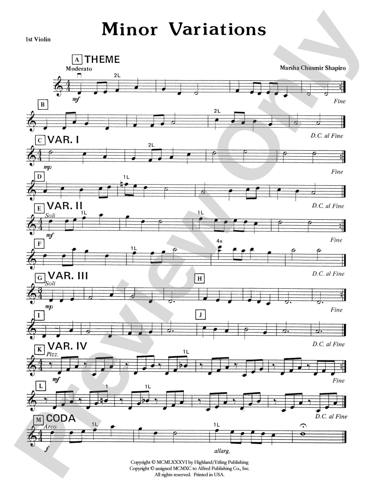 Minor Variations: 1st Violin